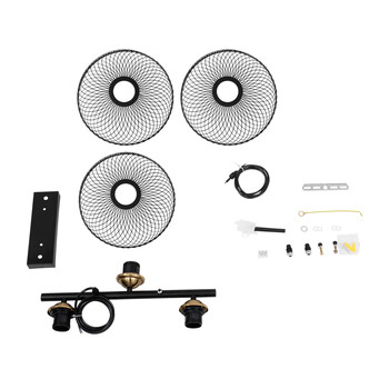 GloboStar® VERONA 00586 Μοντέρνο Κρεμαστό Φωτιστικό Ράγα Τρίφωτο 3 x E27 IP20 Μαύρο & Χρυσό Μέταλλο - Μ50 x Π28 x Υ20cm