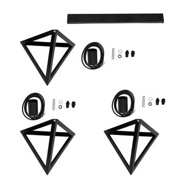 GloboStar® TRIANGLE 00621 Μοντέρνο Κρεμαστό Φωτιστικό Ράγα Τρίφωτο 3 x E27 IP20 Μαύρο Μέταλλο - Μ70 x Π22 x Y130cm