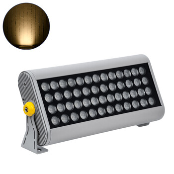 GLOBOSTAR® FLOOD-HENA 90640 Προβολέας Σποτ Wall Washer LED 48W 4320lm 30° AC 220-240V Αδιάβροχο IP65 Θερμό Λευκό 3000K - Ασημί - Μ39 x Π6 x Υ17cm - 3 Χρόνια Εγγύηση