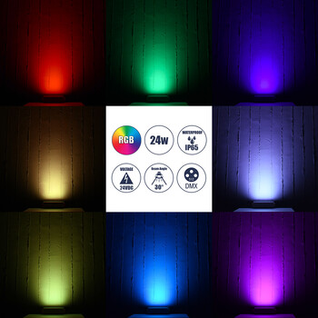GLOBOSTAR® FLOOD-HENA 90641 Προβολέας Σποτ Wall Washer LED 24W 2400lm 30° DC 24V Αδιάβροχο IP65 RGB DMX512 Dimmable - Ασημί - Μ22.5 x Π6 x Υ16.5cm - 3 Χρόνια Εγγύηση