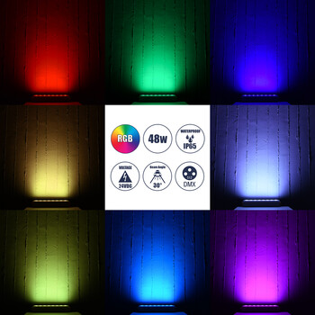 GLOBOSTAR® FLOOD-HENA 90643 Προβολέας Σποτ Wall Washer LED 48W 4800lm 30° DC 24V Αδιάβροχο IP65 RGB DMX512 Dimmable - Ασημί - Μ39 x Π6 x Υ17cm - 3 Χρόνια Εγγύηση