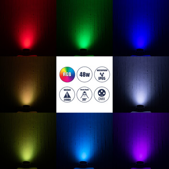GLOBOSTAR® FLOOD-MENA 90649 Προβολέας Σποτ Wall Washer με Αντιθαμβωτική Γρίλια LED 48W 4080lm 30° DC 24V Αδιάβροχο IP65 RGBW DMX512 Dimmable - Ασημί - Μ25 x Π25 x Υ18cm - 3 Χρόνια Εγγύηση