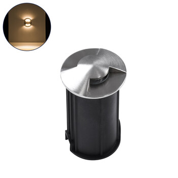 GLOBOSTAR® UNDERGROUND-RENA 90662 Χωνευτό Αρχιτεκτονικό Φωτιστικό Διαδρόμου/Σκαλοπατιού LED 1W 110lm 30° DC 24V Αδιάβροχο IP68 Θερμό Λευκό 2700K Dimmable - Ανοξείδωτο Ατσάλι 304 - Φ5 x Υ9cm / Q4.2cm - 3 Χρόνια Εγγύηση