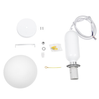 GloboStar® MAVERICK 00944 Μοντέρνο Κρεμαστό Φωτιστικό Μπάλα Μονόφωτο 1 x E27 IP20 Λευκό Μέταλλο με Λευκό Γυαλί - Μ15 x Π15 x Υ33cm