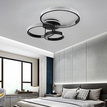 GloboStar® DIAMOND 61114 Φωτιστικό Οροφής Δαχτυλίδι-Κύκλος LED CCT 100W 12123lm 360° AC 220-240V - Εναλλαγή Φωτισμού μέσω Τηλεχειριστηρίου All In One Ψυχρό 6000k+Φυσικό 4500k+Θερμό 2700k Dimmable Φ30+40+50cm+BackLight - Μαύρο - 3 Years Warranty
