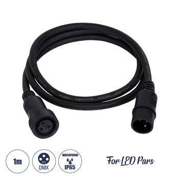 GloboStar® 51171 Καλώδιο 3PIN DMX512 1 Μέτρο από Female XLR σε Male XLR Τερματισμένο Αδιάβροχο IP65 Μ100cm - Μαύρο