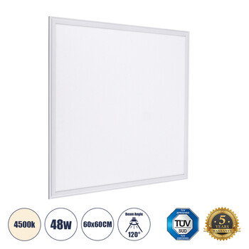 GloboStar® 60210 Χωνευτό LED Panel Milky Super Slim 60x60cm 48W 4560lm 120° CRI≥80Ra UGR
