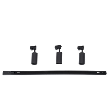 GloboStar® LEO 60355 Μοντέρνο Φωτιστικό Οροφής Ράγα Τρίφωτο 3 x GU10 IP20 Μαύρο Αλουμίνιο - Μ100 x Π6 x Υ20cm - 5 Χρόνια Εγγύηση