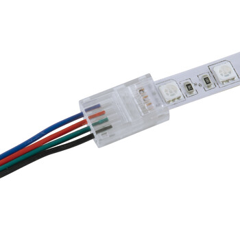 GloboStar® 70688 Ενωτικός Σύνδεσμος για Πολύχρωμη Ταινία LED RGB 10mm 4 PIN σε Καλώδιο Τροφοδοσίας Ατερμάτιστο 4 PIN Μ2.1 x Π1.3 x Υ0.7cm Διάφανο