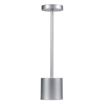 GloboStar® JOJO 76521 Επαναφορτιζόμενο Επιτραπέζιο Φωτιστικό Πορτατίφ LED 1.5W 105lm 120° DC 5V IP44 CCT Ultra Θερμό 1500K - Φυσικό Λευκό 4500K - Ψυχρό Λευκό 6000K Dimmable Ασημί Αλουμίνιο - Μ8 x Π8 x Υ34cm - 2 Χρόνια Εγγύηση