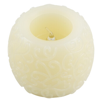 GloboStar® CANDLE 79537 Διακοσμητικό Realistic Κερί με LED Εφέ Κινούμενης Φλόγας - Μπαταρίας 3 x LR1130 Θερμό Λευκό 2700K Μπεζ D6 x H5cm