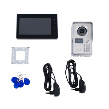 GloboStar® 86061 Σετ Θυροτηλεόρασης με Έγχρωμη Οθόνη Αφής 7" και Κάμερα 1080P HD & 4 Επαγωγικά Κλειδιά για Ηλεκτρονικές Κλειδαριές - Μαύρο - Ασημί