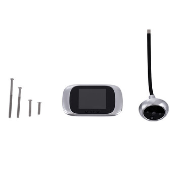 GloboStar® 86067 Επαναφορτιζόμενη Ψηφιακή Έξυπνη Camera Εξώπορτας 90° Μοιρών με Έγχρωμη Οθόνη 2.8" Inches - USB - Νυχτερινή Όραση με LED IR - Κουδούνι - Ασημί