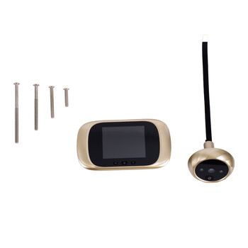 GloboStar® 86068 Επαναφορτιζόμενη Ψηφιακή Έξυπνη Camera Εξώπορτας 90° Μοιρών με Έγχρωμη Οθόνη 2.8" Inches - USB - Νυχτερινή Όραση με LED IR - Κουδούνι - Χρυσό