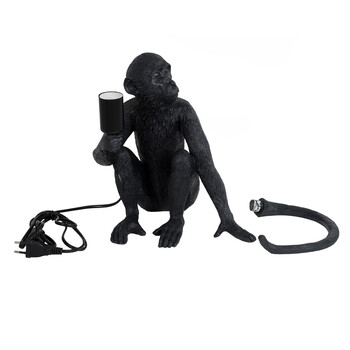 GloboStar® APES 01807 Μοντέρνο Επιτραπέζιο Φωτιστικό Πορτατίφ Μονόφωτο 1 x E27 IP20 Μαύρο Πλαστικό - Μ30 x Π27 x Υ30cm