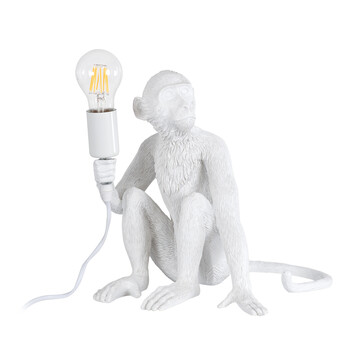 GloboStar® APES 01808 Μοντέρνο Επιτραπέζιο Φωτιστικό Πορτατίφ Μονόφωτο 1 x E27 IP20 Λευκό Πλαστικό - Μ30 x Π27 x Υ30cm