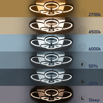 GloboStar® ROYAL-R 61323 Φωτιστικό Οροφής Design LED CCT 135W 16200lm 360° AC 220-240V - Εναλλαγή Φωτισμού μέσω Τηλεχειριστηρίου All In One Ψυχρό 6000k+Φυσικό 4500k+Θερμό 2700k Dimmable Μ80.5 x Π59 x Υ12cm - Μαύρο - 3 Years Warranty