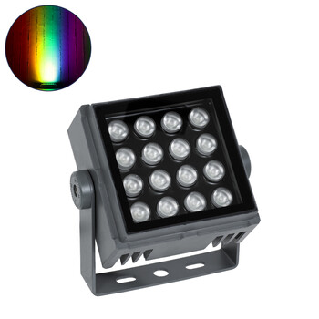 GLOBOSTAR® FLOOD-TINY 90370 Προβολέας Σποτ Wall Washer LED 27W 2295lm 3° DC 24V Αδιάβροχο IP65 RGBW DMX512 Dimmable - Γκρι Ανθρακί - Μ13.8 x Π16.4 x Υ7cm - 3 Χρόνια Εγγύηση
