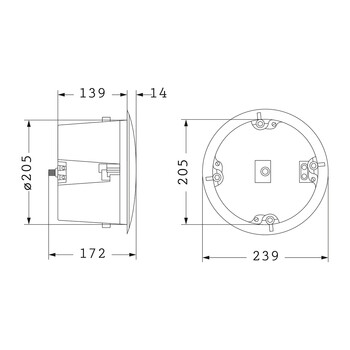GloboStar® FDB C600T 98012 Facilities Speaker - Παθητικό Ηχείο Εγκαταστάσεων Χωνευτό Οροφής με Μετασχηματιστή 100V & 8Ω - 40W RMS (80W Peak) - 1 x 6" Inches LF & 1 x 1" Inches HF -  IP20 - Λευκό - Φ24 x Υ15.3cm