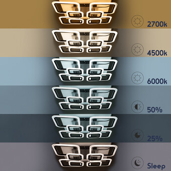 GloboStar® ROYAL-S 61326 Φωτιστικό Οροφής Design LED CCT 135W 16200lm 360° AC 220-240V - Εναλλαγή Φωτισμού μέσω Τηλεχειριστηρίου All In One Ψυχρό 6000k+Φυσικό 4500k+Θερμό 2700k Dimmable Μ58.5 x Π58.5 x Υ12cm - Ασημί Νίκελ - 3 Years Warranty