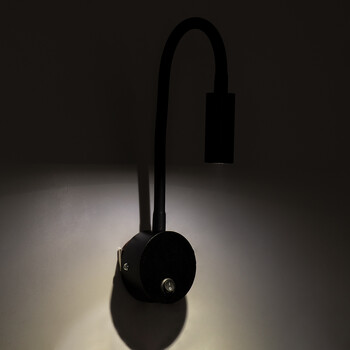 GloboStar® GOOSE 60878 Μοντέρνο Φωτιστικό Τοίχου - Απλίκα Ξενοδοχείου Bed Side LED 3W 300lm 36° AC 220-240V - Reading Light - Μ6.5 x Π15 x Υ24.5cm - Φυσικό Λευκό 4500K - Μαύρο - 3 Xρόνια Εγγύηση