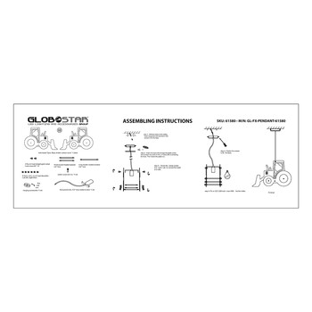 GloboStar® TRACTOR 61580 Παιδικό Κρεμαστό Φωτιστικό Φιγούρα Μονόφωτο 1 x E27 IP20 Μπλε, Μαύρο & Λευκό Πλαστικό - Μ40 x Π15.5 x Υ26.5cm