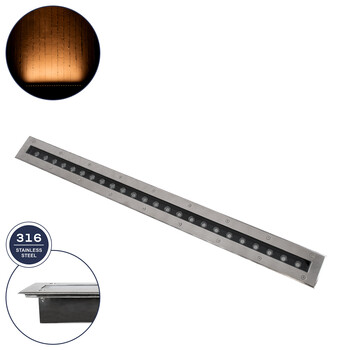 GLOBOSTAR® UNDERGROUND-REMVI 90194-Y Χωνευτό Φωτιστικό Wall Washer Δαπέδου LED 18W 1440lm 10° DC 24V Αδιάβροχο IP68 RGBW DMX512 Dimmable - Ανοξείδωτο Ατσάλι 304 - Μ100 x Π9 x Υ7.2cm / Μ98.2 x Π7.6cm - 3 Χρόνια Εγγύηση