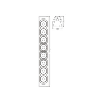 GloboStar® FDB K803 98024 PA Speaker - Παθητικό Ηχείο Column Κολωνάτο Επιτοίχιο & Επιδαπέδιο 8Ω - 200W RMS (800W Peak) - 8 x 3" Inches Mid & HF - IP20 - Μαύρο - Μ10 x Π11 x Υ75cm - Ζεύγος
