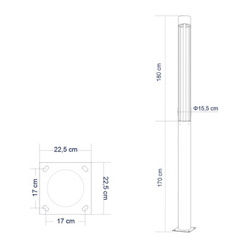 GloboStar® CANCUN 61510 Urban Light Φωτιστικό Πάρκου - Πλατείας - Κήπου Ύψους 3.5 μέτρων LED 40W 5440lm 60° AC100-240VAC IP67 IK09 - D15.5 x H350cm - Anthracite Grey - Φυσικό Λευκό 4000K - LUMILEDS - MEAN WELL DRIVER - 5 Years Warranty