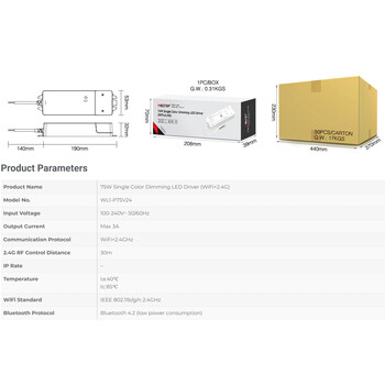 GloboStar® 71437 WL1-P75V24 Mi-BOXER DC Smart Wifi & RF 2.4Ghz & Push Dimming Power Supply Τροφοδοτικό SELV & Controller / Dimmer All in One AC100-240V σε DC 24V 1 x 3A 75W - Max 3A 75W - IP20 Μ19 x Π5.5 x Υ3.2cm - 5 Years Warranty