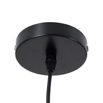 GloboStar® CALYPSO 01334-B Μοντέρνο Κρεμαστό Φωτιστικό Καμπάνα Μονόφωτο 1 x E27 IP20 Μαύρο & Χρυσό Μέταλλο με Μπεζ Ξύλο - Μ36 x Π36 x Υ35cm