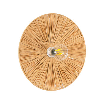 GloboStar® COLOMBO 02277 Boho Επιτοίχιο Φωτιστικό Απλίκα Μονόφωτο 1 x E27 IP20 Μπεζ Ράφια - Μ40 x Π40 x Υ9cm