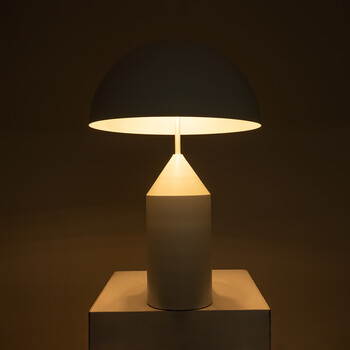 GloboStar® URANUS-L 61458 Μοντέρνο Επιτραπέζιο Φωτιστικό Πορτατίφ Δίφωτο 2 x E27 IP20 Λευκό Μέταλλο - Μ50 x Π50 x Υ77cm