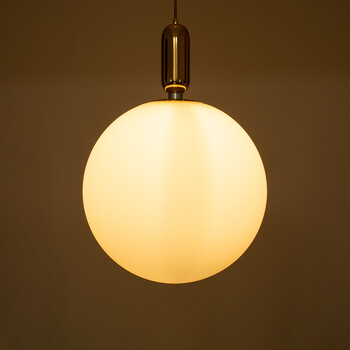 GloboStar® ESTETICO 61494 Μοντέρνο Κρεμαστό Φωτιστικό Μπάλα Μονόφωτο 1 x E27 IP20 Λευκό Γυαλί με Χρυσό Μέταλλο - Μ40 x Π40 x Υ58cm