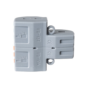 GloboStar® FAST-CONNECT 69914 Διπλή σε Εξαπλή Κλέμα Ταχείας Σύνδεσης & Διακλάδωσης Καλωδίων - 2 x Είσοδοι & 6 x Έξοδοι με Συμβατή Διατομή Καλωδίων 0.08mm² έως 2.5mm² - 250V/4KV 32A Max - Μ3.6 x Π4 x Υ1.5cm - Γκρι με Πορτοκαλί & Μπλε - Πακέτο 5 Τεμαχίων - 5 Years Warranty