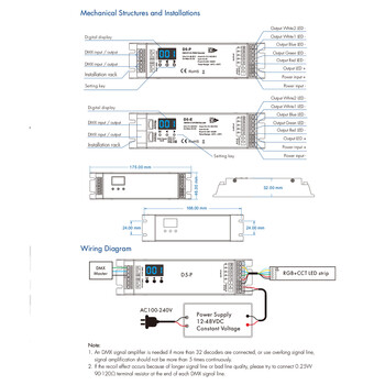 GloboStar® 71445 D5-P SKYDANCE DC DMX & RDM Dimmer High Speed Controller / Decoder 5 Καναλιών DC 12-48V 5 x 4A 192W - Max 20.5A 960W - IP20 Μ17.5 x Π4.5 x Υ3.5cm - 5 Years Warranty