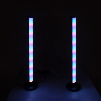 GloboStar® DIGICOLUMN 90760 Επιτραπέζιο Φωτιστικό Πορτατίφ LED 16W 1280lm 180° DC 5V IP20 RGB Dimmable Ασημί Πλαστικό - Μ3 x Π3 x Υ45cm - ΣΕΤ 2 Τεμαχίων - 2 Χρόνια Εγγύηση