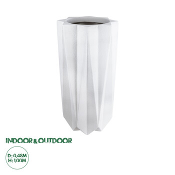 GloboStar® Artificial Garden PADOVA 20739 Επιδαπέδιο Πολυεστερικό Τσιμεντένιο Κασπώ Γλάστρα - Flower Pot Λευκό Φ48 x Υ100cm