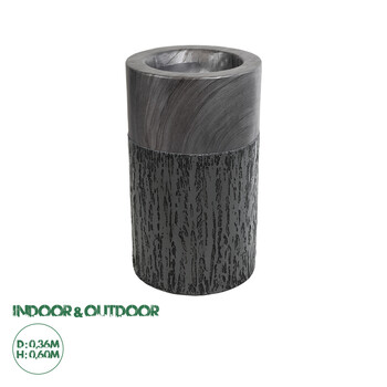 GloboStar® Artificial Garden PISA 20761 Επιδαπέδιο Πολυεστερικό Τσιμεντένιο Κασπώ Γλάστρα - Flower Pot Γκρι Ανθρακί Φ36 x Υ60cm