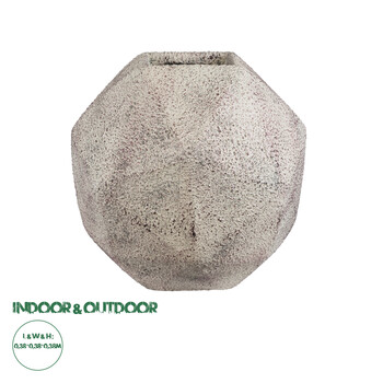 GloboStar® Artificial Garden BOROUGH 20781 Επιδαπέδιο Πολυεστερικό Τσιμεντένιο Κασπώ Γλάστρα - Flower Pot Λευκό με Μπεζ Μ38 x Π38 x Υ38cm