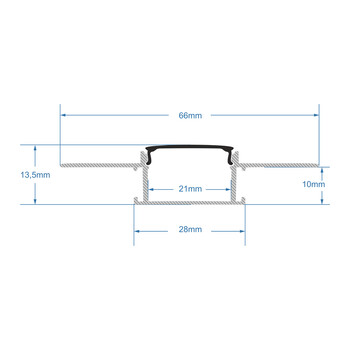 GloboStar® PLASTERBOARD-PROFILE 70820-1M Προφίλ Αλουμινίου - Βάση & Ψύκτρα Ταινίας LED με Μαύρο Φιμέ Κάλυμμα - Χωνευτή Χρήση σε Γυψοσανίδα - Trimless - Πατητό Κάλυμμα - Ασημί - 1 Μέτρο - Μ100 x Π6.7 x Υ1.4cm