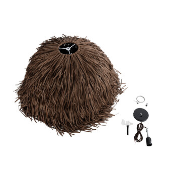 GloboStar® GUADELOUPE 02294 Boho Κρεμαστό Φωτιστικό Πλέγμα Μονόφωτο 1 x E27 IP20 Καφέ Raffia - Μ80 x Π80 x Υ60cm