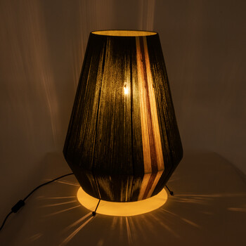 GloboStar® SALERNO 02332 Boho Επιτραπέζιο Φωτιστικό Πορτατίφ Μονόφωτο 1 x E27 IP20 Πράσινο, Μπεζ & Καφέ Νήμα - Μ50 x Π50 x Υ70cm