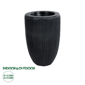 GloboStar® Artificial Garden CASTLE 20793 Διακοσμητικό Πολυεστερικό Τσιμεντένιο Κασπώ Γλάστρα - Flower Pot Μαύρο Φ35 x Υ54cm