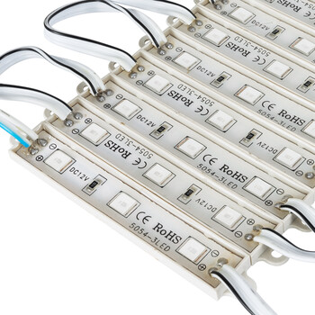 GloboStar® 73705 20 Τεμάχια x LED Modules 3 x SMD 5050 0.8W 50lm DC 12V - Αδιάβροχο IP66 - Μπλε - 2 Χρόνια Εγγύηση