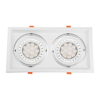 GloboStar® VITA 77854 Χωνευτό Κινούμενο Διπλό Τετράγωνο Σποτ Οροφής για Λάμπα AR111 - IP20 - Χυτό Αλουμίνιο - M33.5 x Π17.5 x Y5.5cm - Λευκό - 5 Χρόνια Εγγύηση