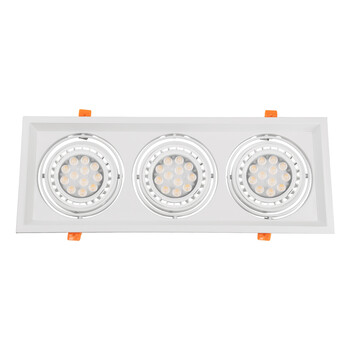 GloboStar® VITA 77856 Χωνευτό Κινούμενο Τριπλο Τετράγωνο Σποτ Οροφής για Λάμπα AR111 - IP20 - Χυτό Αλουμίνιο - M48.7 x Π18.7 x Y5.5cm - Λευκό - 5 Χρόνια Εγγύηση