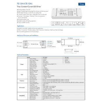 GloboStar® 73131 TE-12A-H SKYDANCE AC Triac Dimmable Constant Current LED Driver 1 Κανάλι AC 200-240V 1 x 0.15A 12W - Max 0.15A 12W - IP20 Μ11.1 x Π3.7 x Υ2cm - 5 Χρόνια Εγγύηση