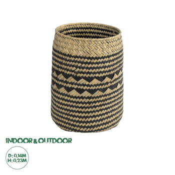 GloboStar® Artificial Garden VERMONT 20586 Διακοσμητικό Πλεκτό Καλάθι - Κασπώ Γλάστρα - Flower Pot Καφέ με Μαύρο Φ14 x Υ23cm