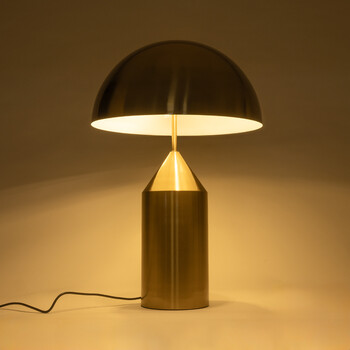 GloboStar® URANUS-L 61459 Μοντέρνο Επιτραπέζιο Φωτιστικό Πορτατίφ Δίφωτο 2 x E27 IP20 Χρυσό & Λευκό Μέταλλο - Μ50 x Π50 x Υ77cm